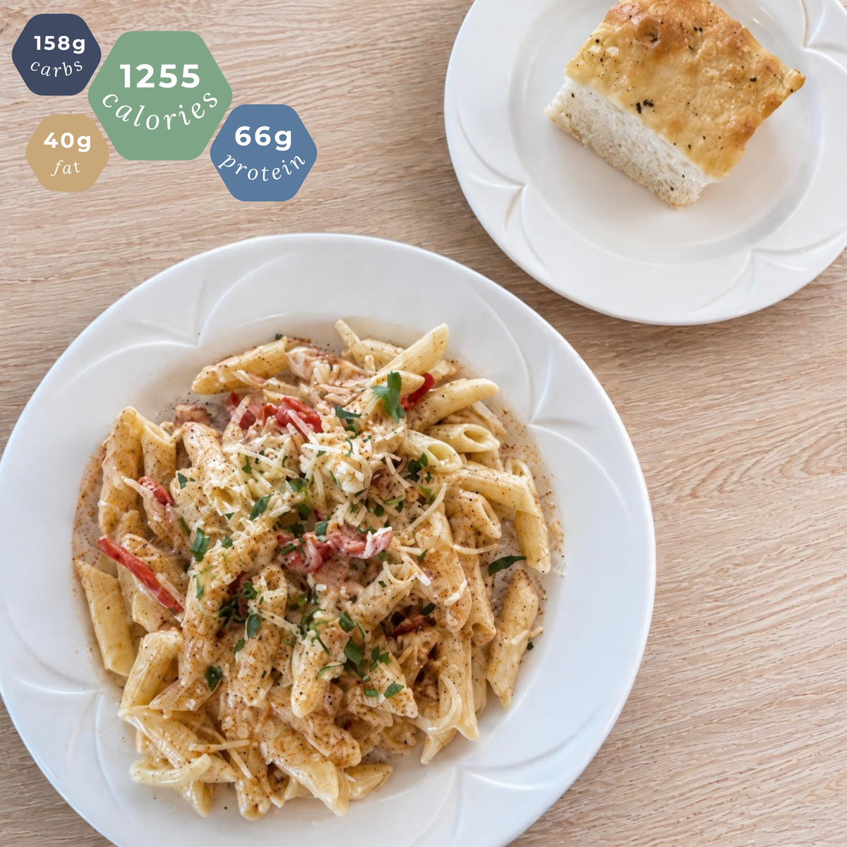 Blackened Chicken Penne with Foccacia