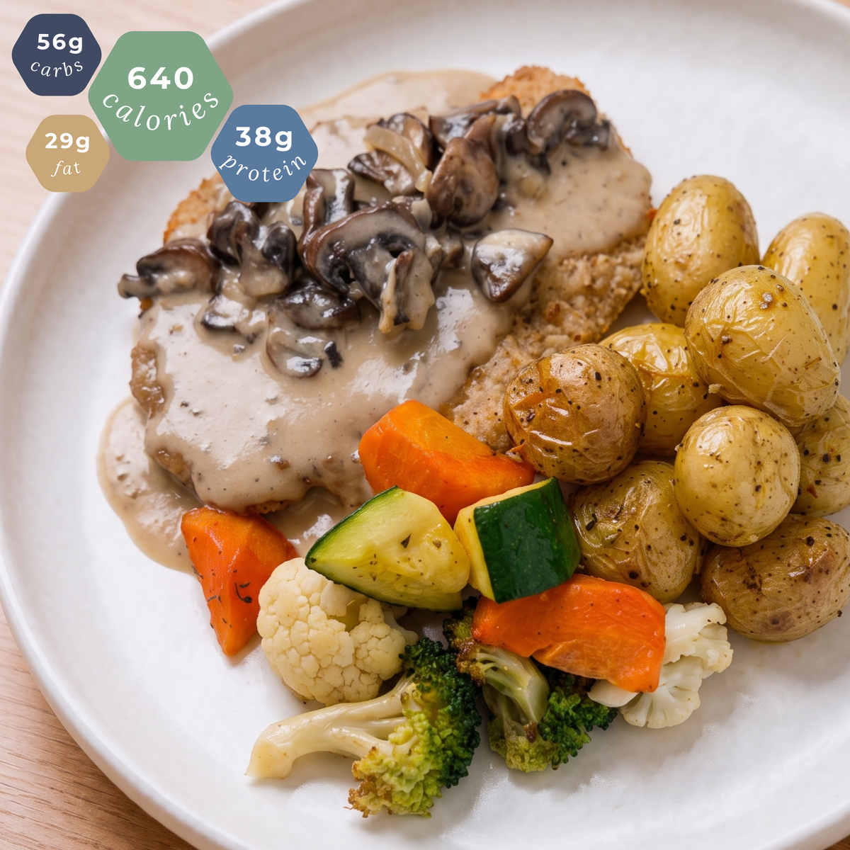 Crispy Chicken with Mushroom Peppercorn Sauce - Serves 2