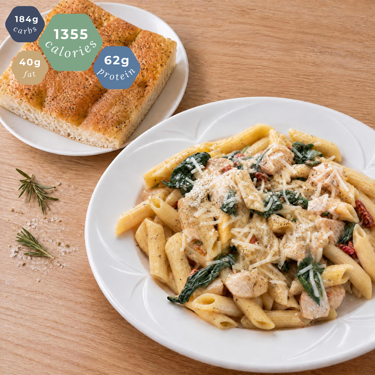 Tuscan Chicken Penne with Foccacia - Serves 2